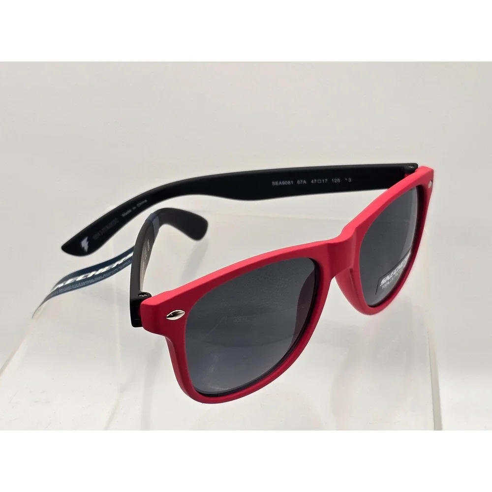 Skechers Sunglasses Kids Red Black SEA9081 UV Protection Wayfarer - New